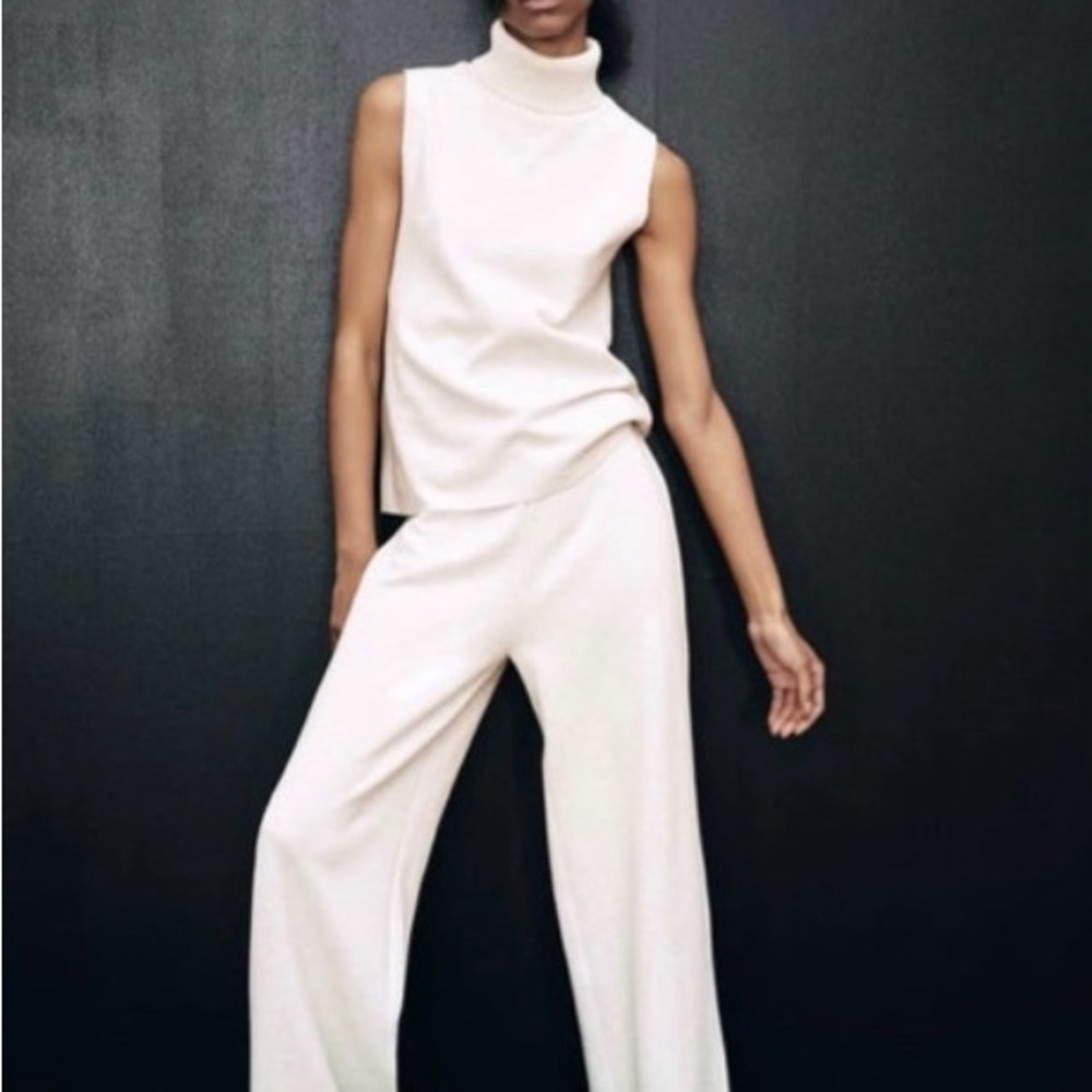 Zara Cream Wide Leg Jumpsuit